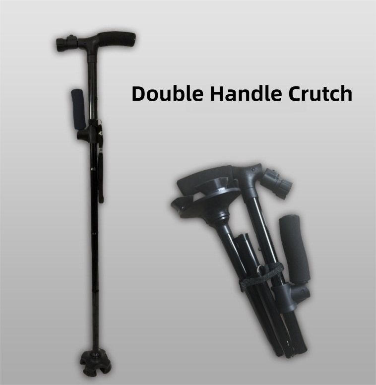 Folding LED Walking Cane with Dual Handle - Adjustable(88-98CM), Anti-Slip 4-Prong Base, and Stand-Up V888-ELOSUNG39908