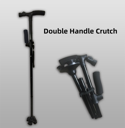 Folding LED Walking Cane with Dual Handle - Adjustable(88-98CM), Anti-Slip 4-Prong Base, and Stand-Up V888-ELOSUNG39908