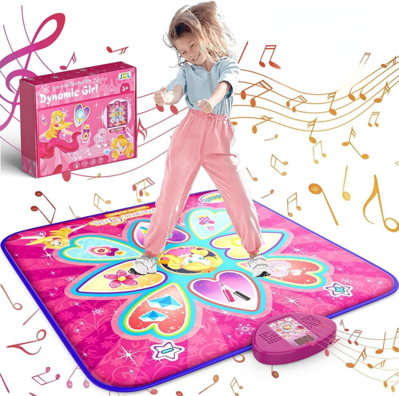 Purple Wireless Kids Electronic Princess Dance Mat & Music Playmat(90x90CM) - 7 Modes Foot Game Pad Toy with V888-ELOSUNG39909