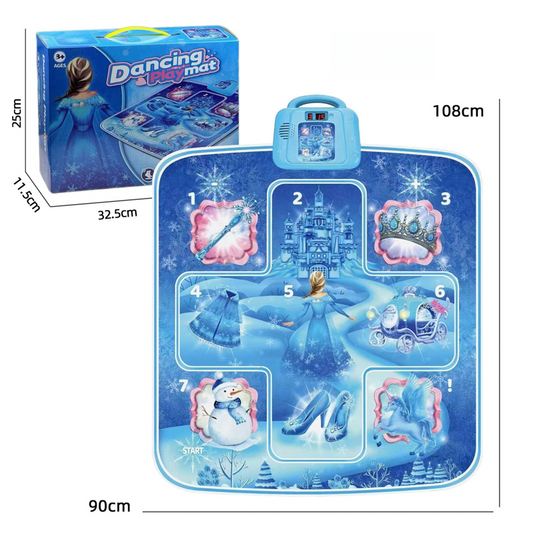 Blue Wireless Kids Electronic Princess Dance Mat & Music Playmat(90x108CM) - 7 Modes Foot Game Pad Toy with V888-ELOSUNG39910