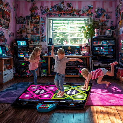 Kids Dual Player Interactive Electronic Dance Mat - Extra Large 105x90cm Anti-Slip Music Game Pad with Two V888-ELOSUNG39913
