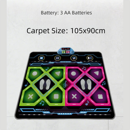 Kids Dual Player Interactive Electronic Dance Mat - Extra Large 105x90cm Anti-Slip Music Game Pad with Two V888-ELOSUNG39913