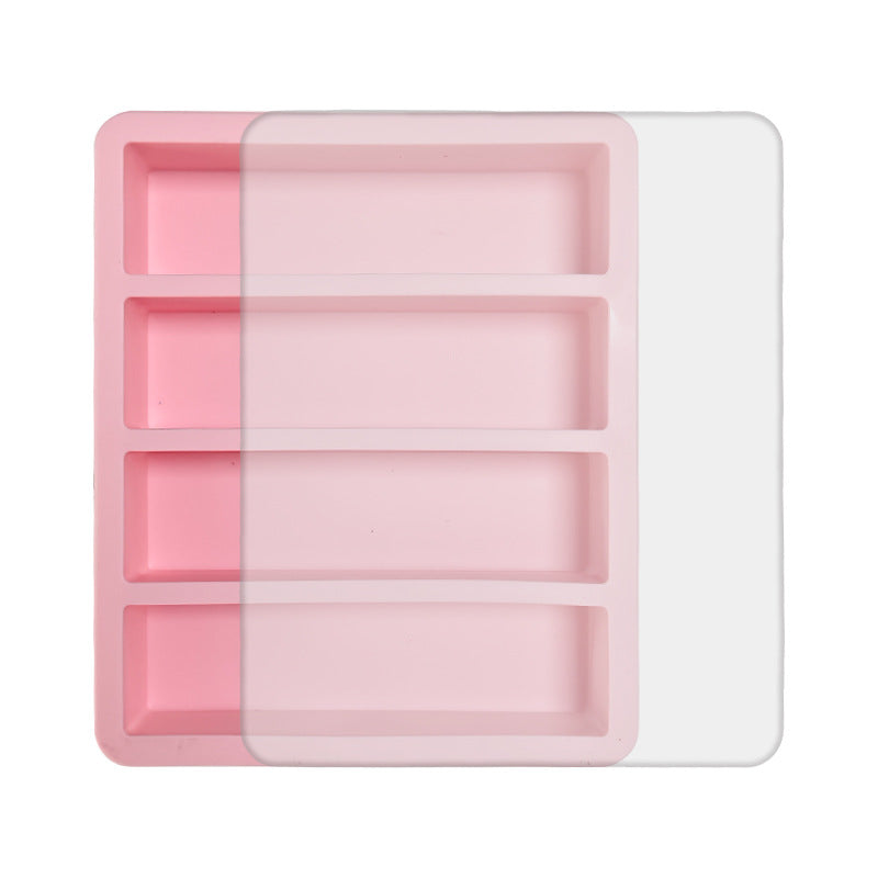 2-Packs Pink Flexible 4-Grid Silicone Long Ice Cube Tray with Lid - Easy Release Reusable Mold for Narrow V888-ELOSUNG39918