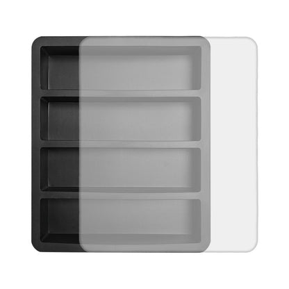 2-Packs Black Flexible 4-Grid Silicone Long Ice Cube Tray with Lid - Easy Release Reusable Mold for Narrow V888-ELOSUNG39919