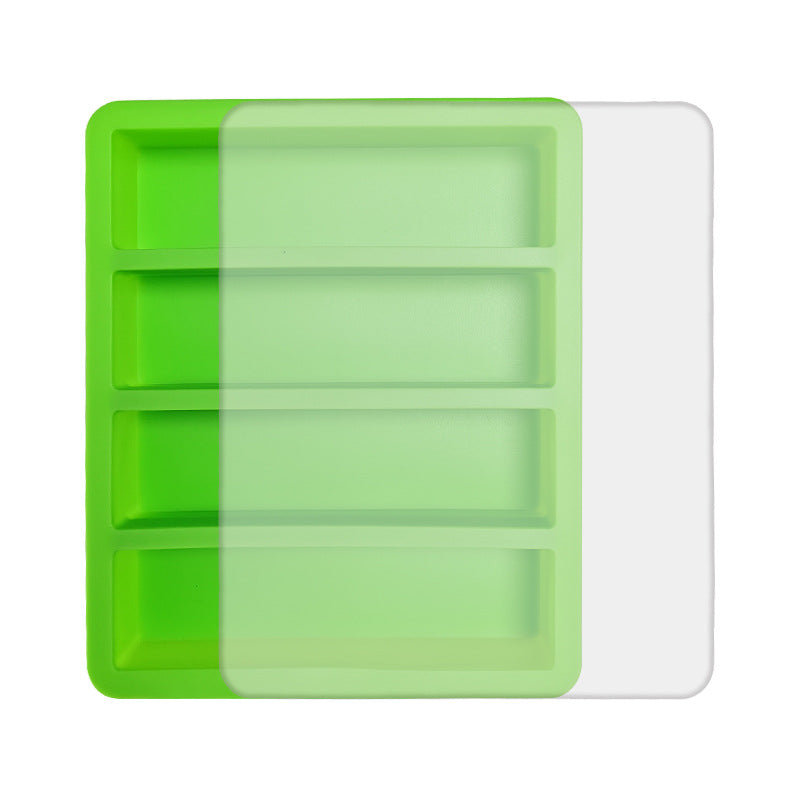 2-Packs Green Flexible 4-Grid Silicone Long Ice Cube Tray with Lid - Easy Release Reusable Mold for Narrow V888-ELOSUNG39920