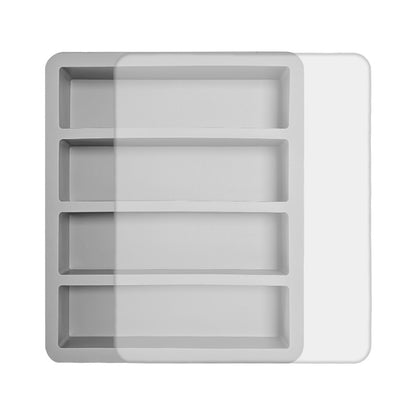 2-Packs Grey Flexible 4-Grid Silicone Long Ice Cube Tray with Lid - Easy Release Reusable Mold for Narrow V888-ELOSUNG39922