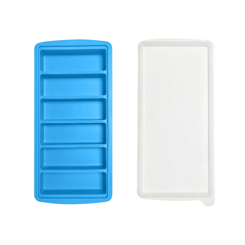 2-Packs Blue 6-Grid Extra Long Silicone Ice Cube Tray - Easy Release Reusable Food Grade Mold for Whiskey, V888-ELOSUNG39923