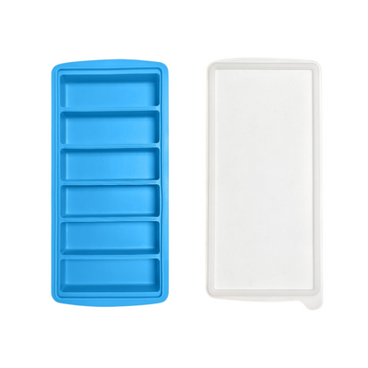 2-Packs Blue 6-Grid Extra Long Silicone Ice Cube Tray - Easy Release Reusable Food Grade Mold for Whiskey, V888-ELOSUNG39923