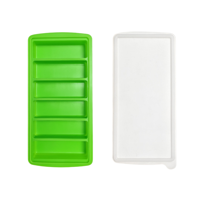 2-Packs Green 6-Grid Extra Long Silicone Ice Cube Tray - Easy Release Reusable Food Grade Mold for Whiskey, V888-ELOSUNG39926