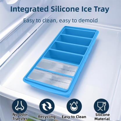 2-Packs Green 6-Grid Extra Long Silicone Ice Cube Tray - Easy Release Reusable Food Grade Mold for Whiskey, V888-ELOSUNG39926