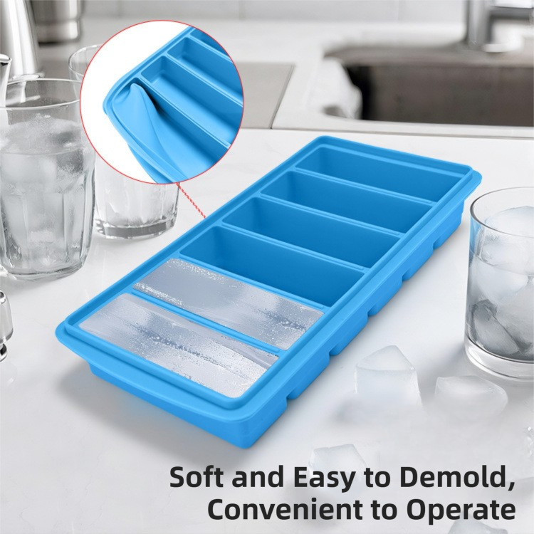 2-Packs Yellow 6-Grid Extra Long Silicone Ice Cube Tray - Easy Release Reusable Food Grade Mold for Whiskey, V888-ELOSUNG39927