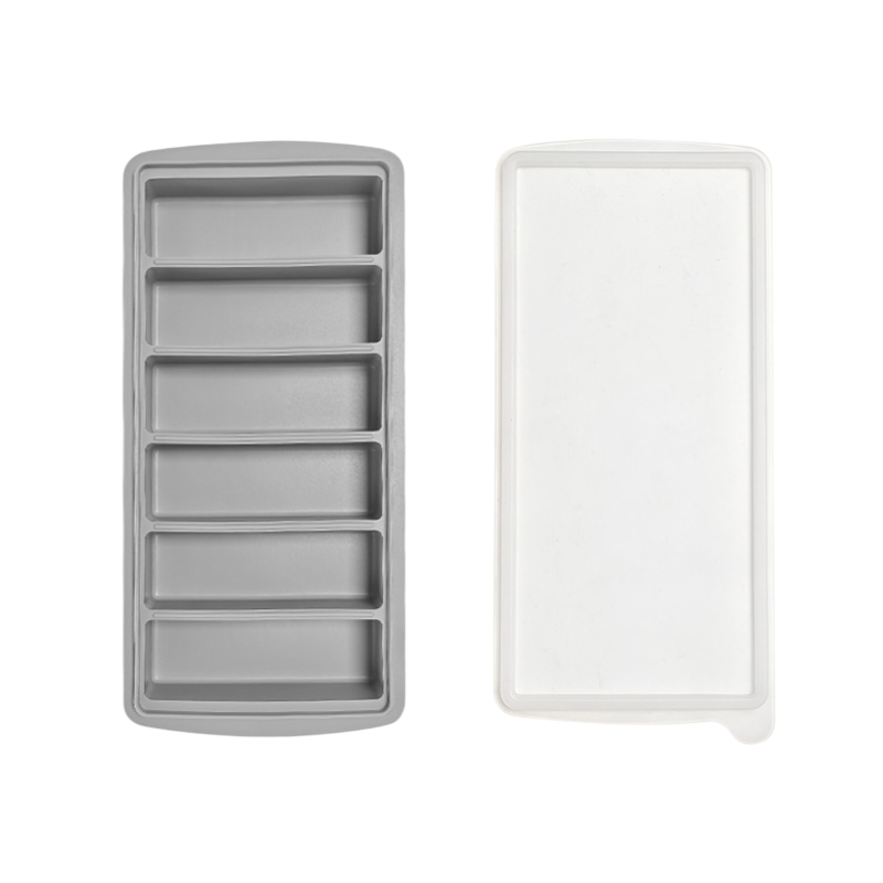2-Packs Grey 6-Grid Extra Long Silicone Ice Cube Tray - Easy Release Reusable Food Grade Mold for Whiskey, V888-ELOSUNG39928