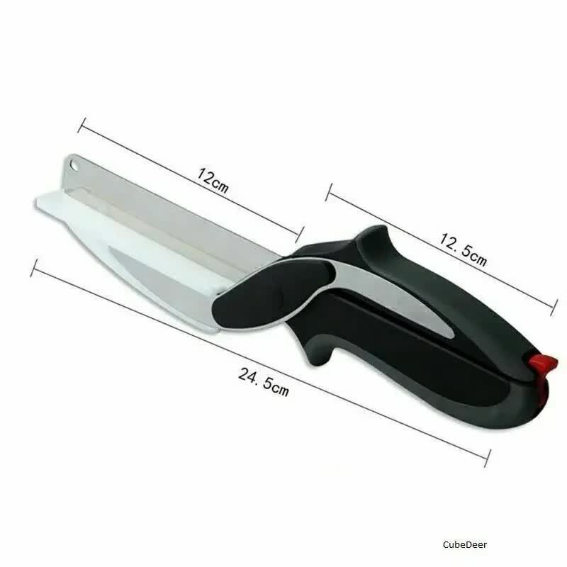 2-in-1 Ingenious Cutter Food Chopper & Scissor for Kitchen Versatile Use - 420 Stainless Steel Blade & V888-ELOSUNG39933