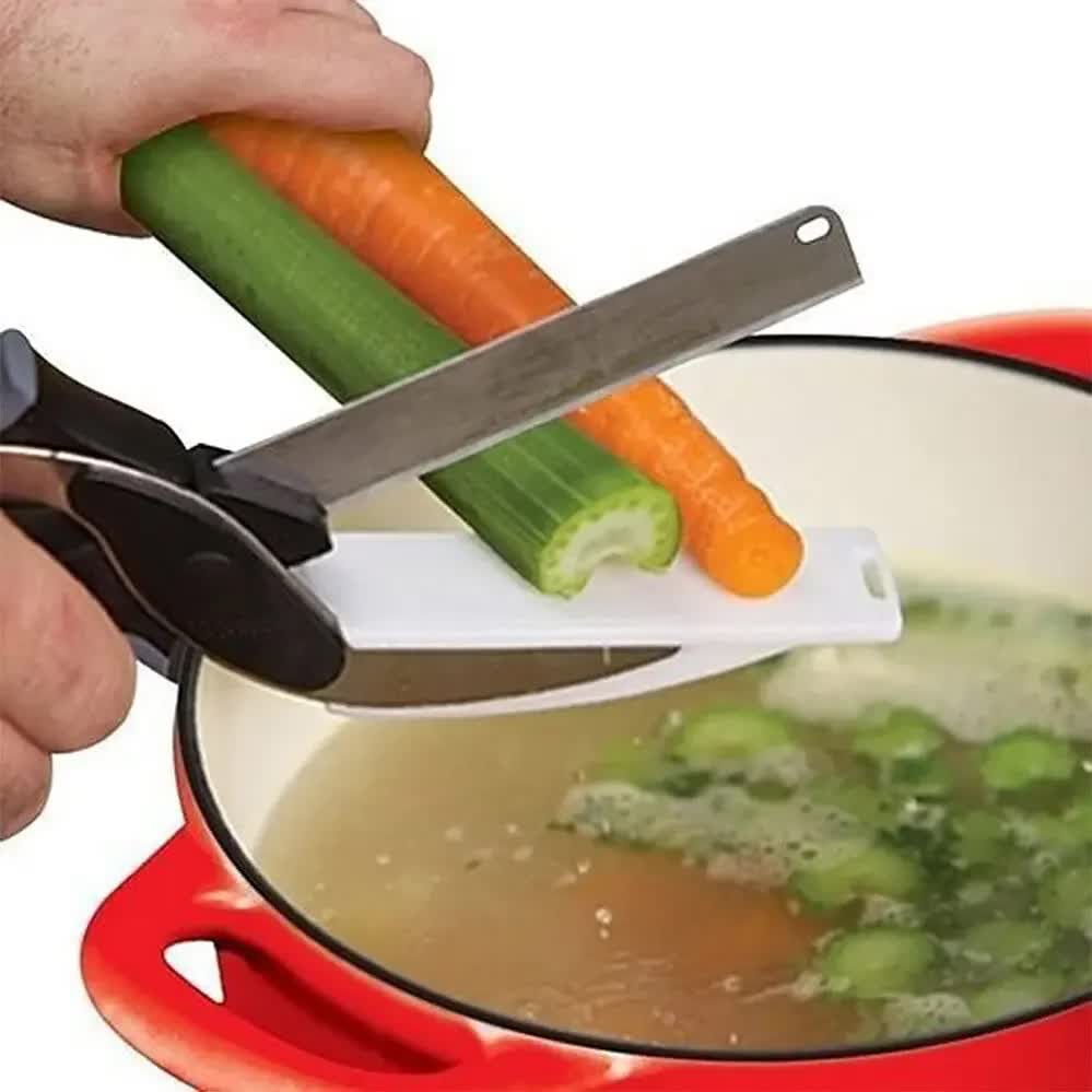 2-in-1 Ingenious Cutter Food Chopper & Scissor for Kitchen Versatile Use - 420 Stainless Steel Blade & V888-ELOSUNG39933