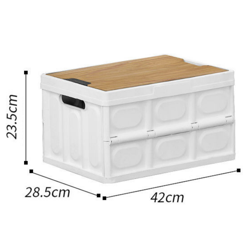 Green Collapsible Medium Standard Storage Box with Wooden Table Top(42x28x23CM) - Car Trunk Organiser for V888-ELOSUNG39949