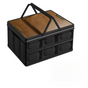 Black Collapsible Medium Handle Storage Box with Wooden Table Top(42x28x23CM) - Car Trunk Organiser for V888-ELOSUNG39952