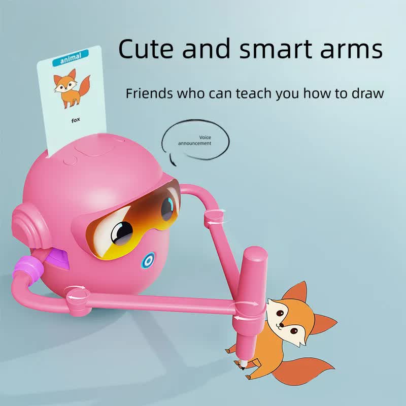 Blue smart Drawing & Learning Robot Toy with 100 Cards - Drawing & Vocabulary Educational Companion for Kids, V888-ELOSUNG39960