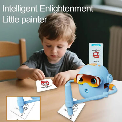 Blue smart Drawing & Learning Robot Toy with 100 Cards - Drawing & Vocabulary Educational Companion for Kids, V888-ELOSUNG39960