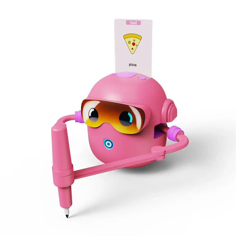 Pink smart Drawing & Learning Robot Toy with 100 Cards - Drawing & Vocabulary Educational Companion for Kids, V888-ELOSUNG39961
