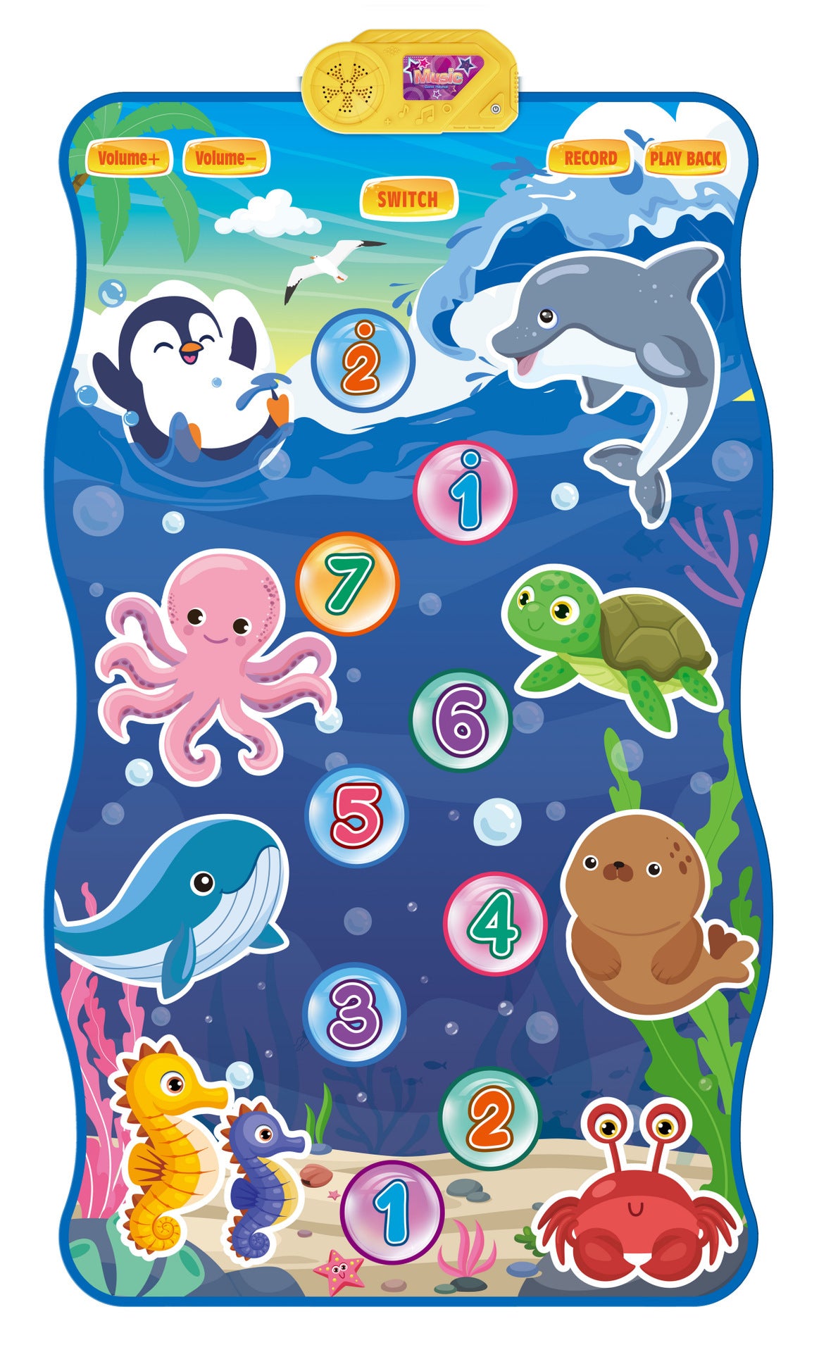 2-Pack Kids Multifunctional Electronic Dance Mat - Undersea World & Space Theme Play Mat with Sound V888-ELOSUNG39965