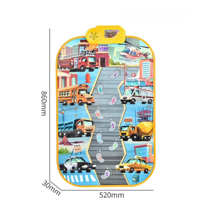 2-Pack Kids Multifunctional Electronic Dance Mat(52x86CM) - Dinosaur & Transport Theme Play Mat with Sound V888-ELOSUNG39966