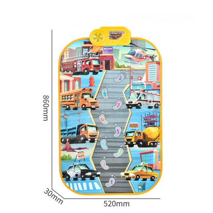 2-Pack Kids Multifunctional Electronic Dance Mat(52x86CM) - Dinosaur & Transport Theme Play Mat with Sound V888-ELOSUNG39966