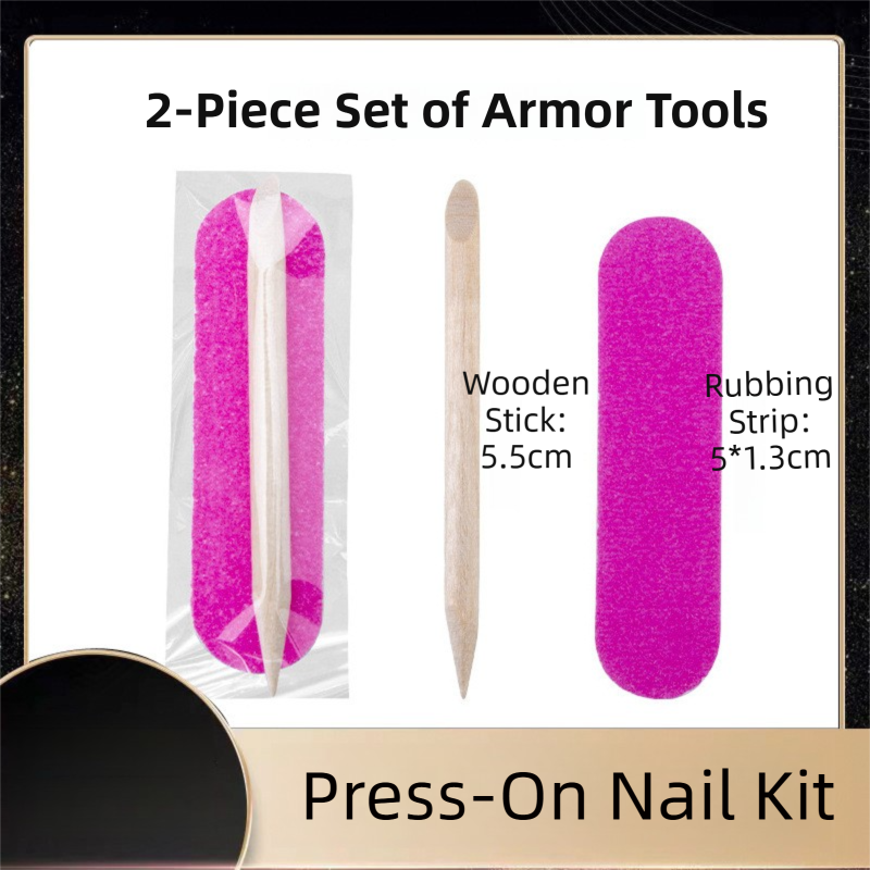 10-Set Press-On Nail Prep Tool Kits - 10 x Disposable Manicure Sticks & 10 x Mini Files, 10 Ultra-Thin V888-ELOSUNG39972