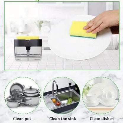 2-Pack Black Kitchen Press-Type Dish Soap Dispenser & Sponge Caddy - 2-in-1 Automatic Liquid Pump for Dish V888-ELOSUNG39975