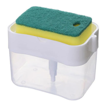 2-Pack White Kitchen Press-Type Dish Soap Dispenser & Sponge Caddy - 2-in-1 Automatic Liquid Pump for Dish V888-ELOSUNG39977