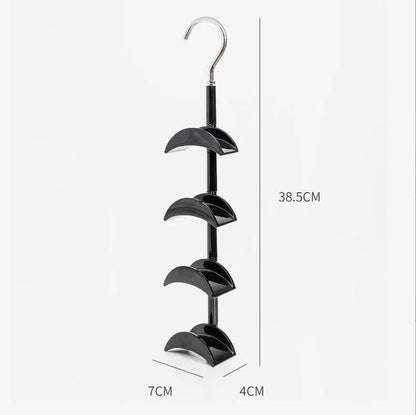 2-Pack Black 360 Degree Rotating 4-Tier Closet Organiser Hook - Multi-Functional Bag Hanger, Tie & Belt Rack V888-ELOSUNG39978