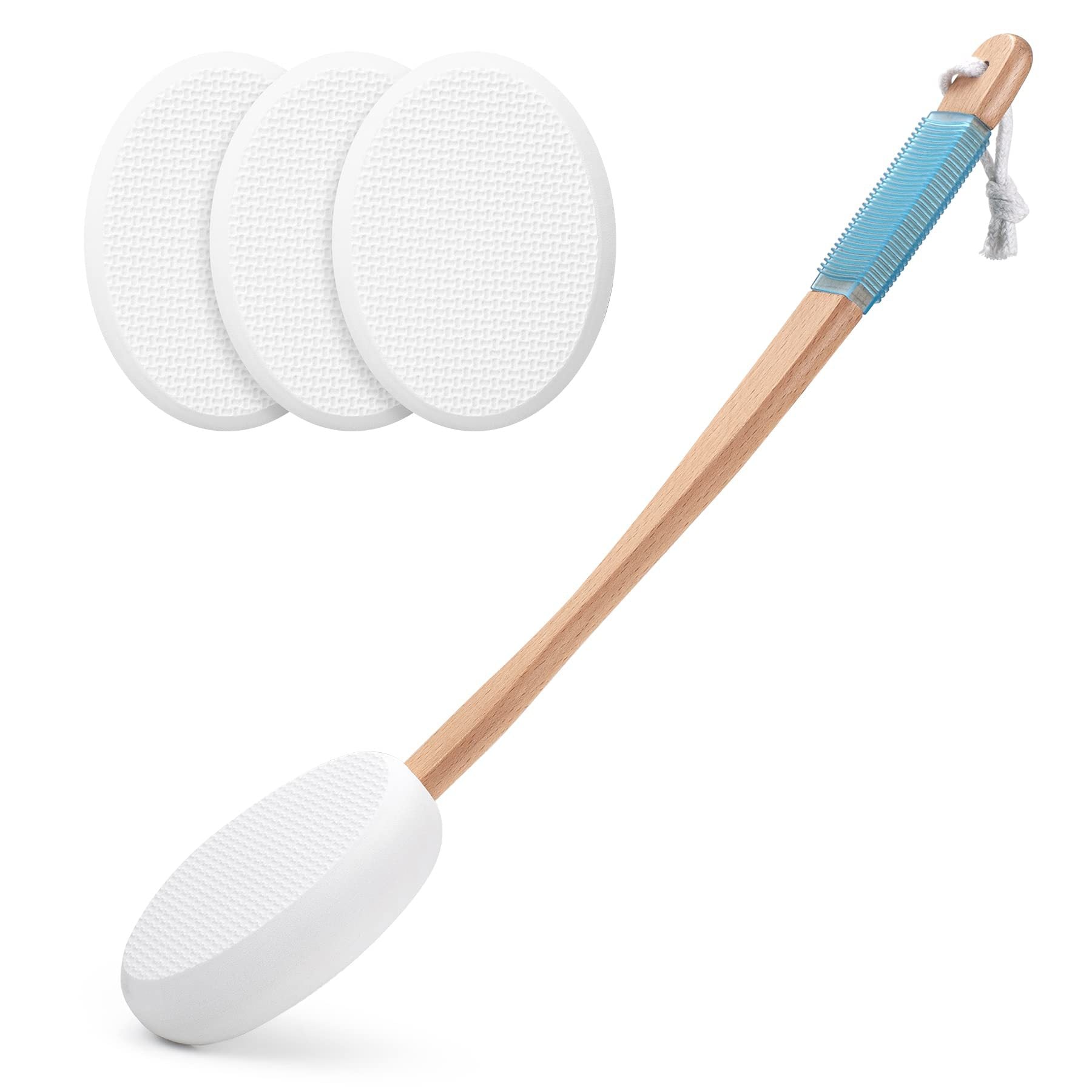 Long Handle Bath Gentle Body Scrubber Set - Non-Slip Grip Back Brush with 4 EVA Exfoliating Sponge Heads V888-ELOSUNG39980