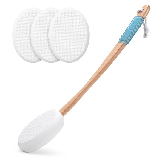Long Handle Bath Gentle Body Scrubber Set - Non-Slip Grip Back Brush with 4 EVA Exfoliating Sponge Heads V888-ELOSUNG39980