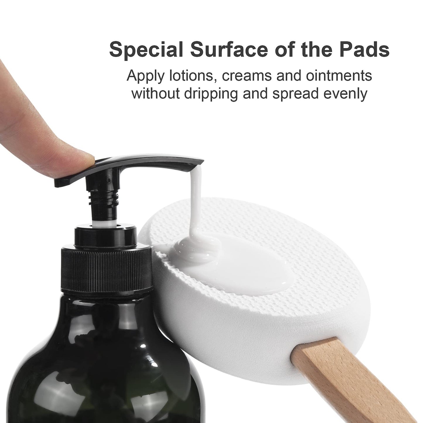 Long Handle Bath Gentle Body Scrubber Set - Non-Slip Grip Back Brush with 4 EVA Exfoliating Sponge Heads V888-ELOSUNG39980