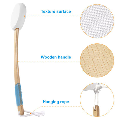 Long Handle Bath Gentle Body Scrubber Set - Non-Slip Grip Back Brush with 4 EVA Exfoliating Sponge Heads V888-ELOSUNG39980