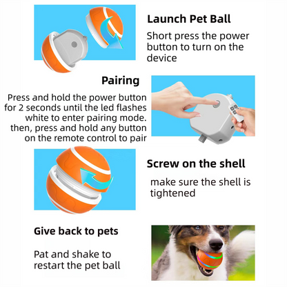 Orange Durable TPU Smart Interactive Electric Pet Toy Ball With Remote - Automatic Normal & Crazy Mode V888-ELOSUNG39998