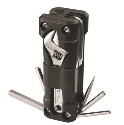 Black Compact 16-in-1 Bicycle & Motorcycle Repair Multi-Tool with Adjustable Wrench & Socket Set V888-ELOSUNG40017