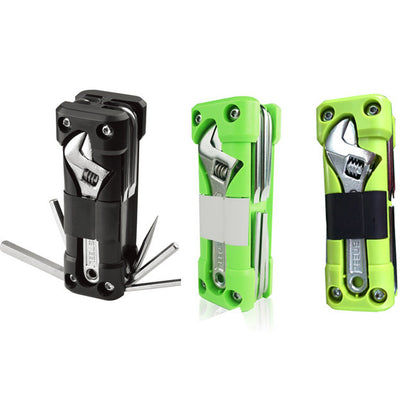 Black Compact 16-in-1 Bicycle & Motorcycle Repair Multi-Tool with Adjustable Wrench & Socket Set V888-ELOSUNG40017