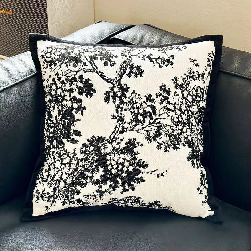 Black Elegant Black & White Tree Print Cushion Cover - Modern Home Decor V888-ELOSUNG40031