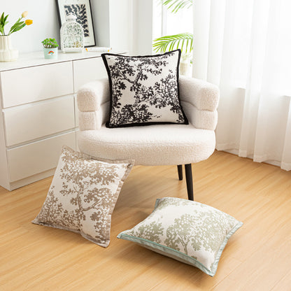 White Elegant Black & White Tree Print Cushion Cover - Modern Home Decor V888-ELOSUNG40032