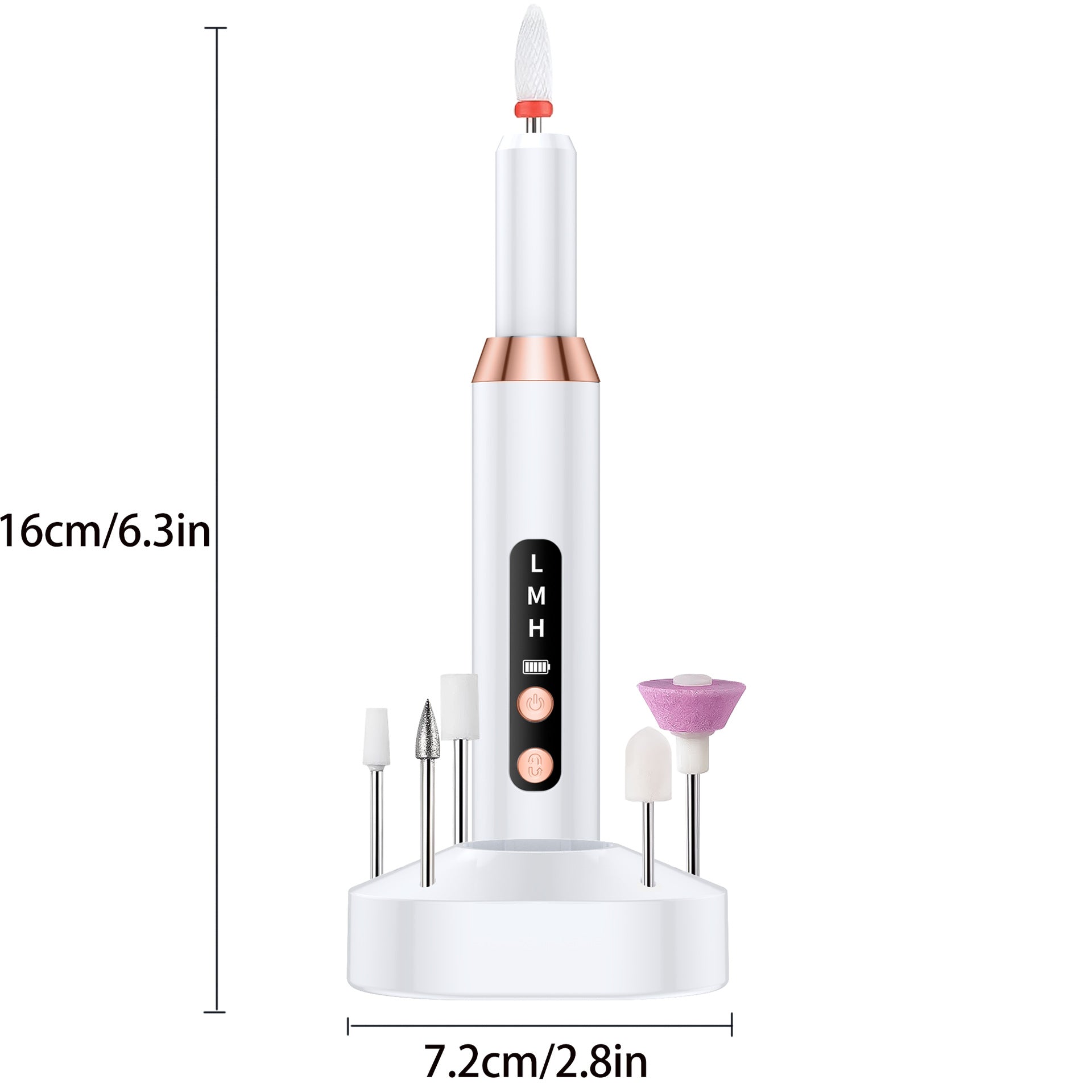 White Cordless Electric Nail Drill Kit - Portable Manicure Pedicure Polisher with 12 Bits V888-ELOSUNG40041