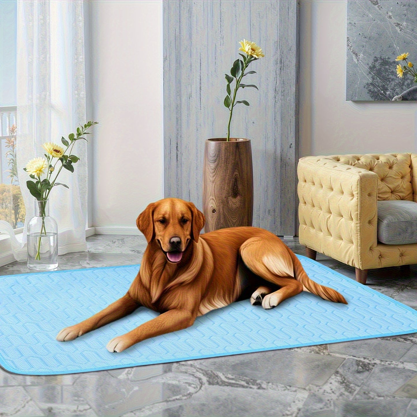 Blue Pet Summer Ice Silk Cooling Mat - Breathable Latex Sleep Pad for Dogs & Cats (100*70cm) V888-ELOSUNG40048