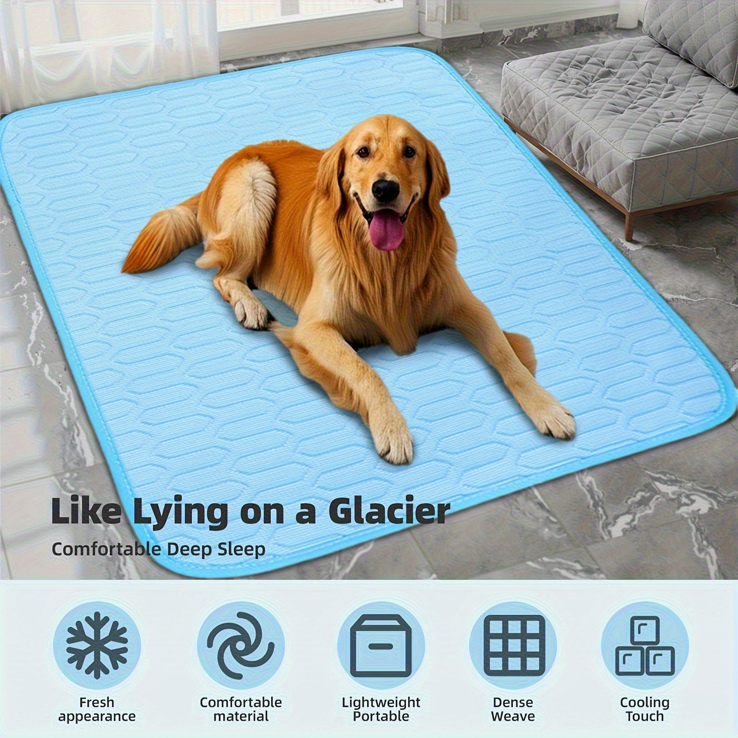 Grey Pet Summer Ice Silk Cooling Mat - Breathable Latex Sleep Pad for Dogs & Cats (40*30cm) V888-ELOSUNG40050