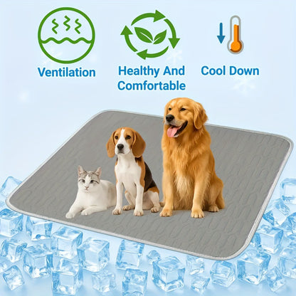 Grey Pet Summer Ice Silk Cooling Mat - Breathable Latex Sleep Pad for Dogs & Cats (100*70cm) V888-ELOSUNG40053