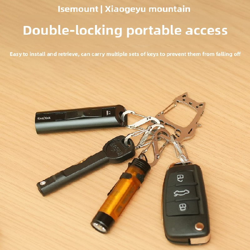 2-Pcs Lucky Cat Stainless Steel Keychain with S-Hooks - Durable & Portable Multi-Tool EDC Clip V888-ELOSUNG40062