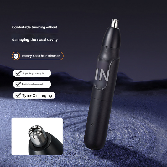 Black Rechargeable Electric Nose Hair Trimmer - Painless Eyebrow & Ear Hair Removal Clipper with Type-C V888-ELOSUNG40065