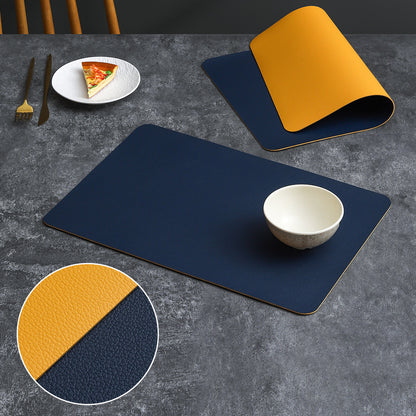 2-PCS Yellow and blue PVC Double-Sided Lychee Texture Table Mat - Waterproof, Heat-Resistant & Easy to Clean V888-ELOSUNG40078
