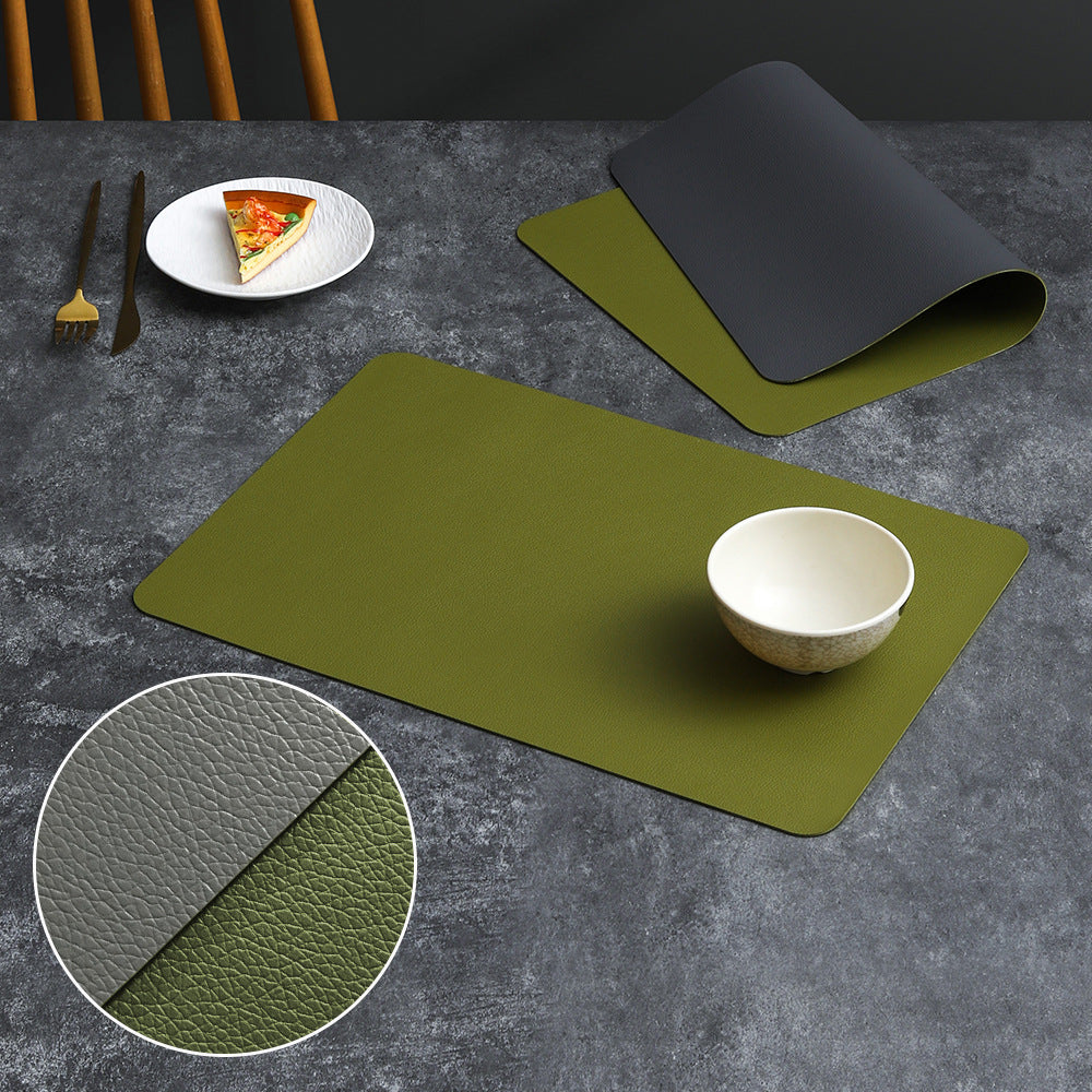2-PCS Green and grey PVC Double-Sided Lychee Texture Table Mat - Waterproof, Heat-Resistant & Easy to Clean V888-ELOSUNG40079