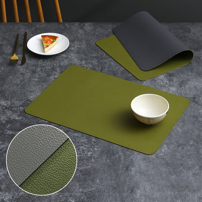 2-PCS Green and grey PVC Double-Sided Lychee Texture Table Mat - Waterproof, Heat-Resistant & Easy to Clean V888-ELOSUNG40079