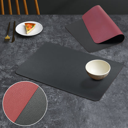 2-PCS Black and red PVC Double-Sided Lychee Texture Table Mat - Waterproof, Heat-Resistant & Easy to Clean V888-ELOSUNG40080