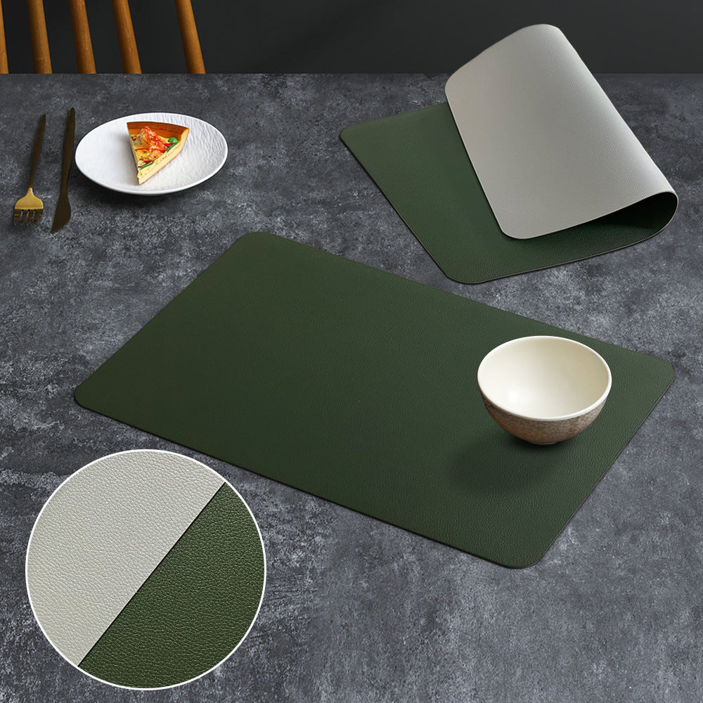 2-PCS Military green and light grey PVC Double-Sided Lychee Texture Table Mat - Waterproof, Heat-Resistant & V888-ELOSUNG40081